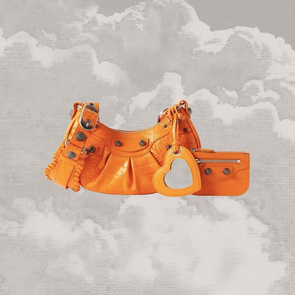 Balenciaga Handbags - BALENCIAGA Le Cagole xs Orange Croc 2-way city giant hardware pop moto